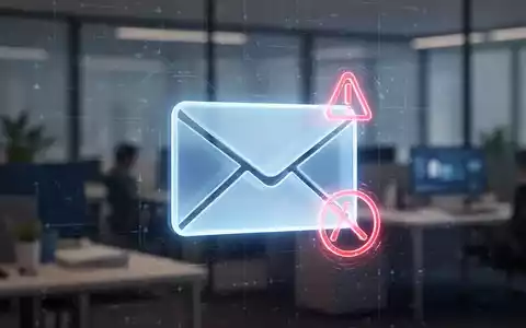 Leuchtendes E-Mail-Symbol mit Warnhinweis auf digitalem Bildschirm, symbolisiert neue Outlook-Antwortwarnungen und Kommunikationsupdates. - Foto: über boerse-global.de