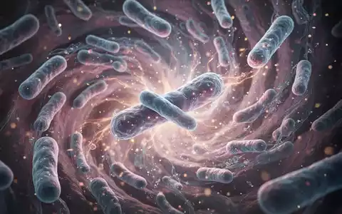 Nahaufnahme eines Mikrobioms mit leuchtenden, sich windenden Bakterien, die die Darmgesundheit und Regeneration symbolisieren. - Foto: über boerse-global.de