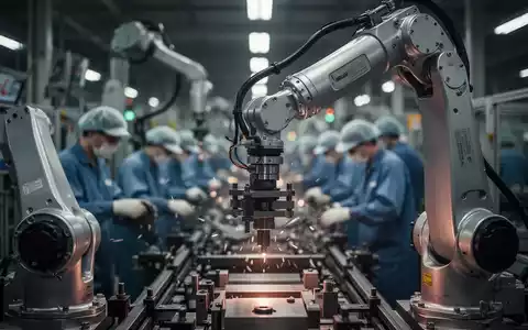 Ein Roboterarm in einer Fabrik, der Automatisierung und die Zukunft der Arbeit symbolisiert. - Foto: über boerse-global.de