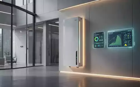 Ein modernes Heizsystem in einem Gebäude mit Anzeigebildschirmen, die Energiedaten anzeigen und erneuerbare Energien symbolisieren. - Foto: über boerse-global.de