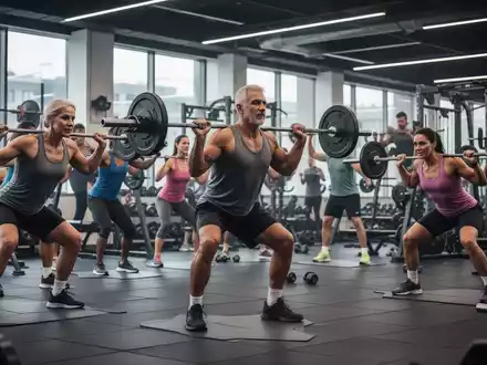 Menschen unterschiedlichen Alters und Fitnessniveaus führen Krafttrainingsübungen in einem modernen Fitnessstudio durch. - Foto: über boerse-global.de
