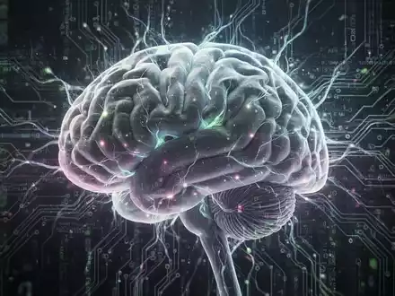 Ein stilisiertes menschliches Gehirn mit leuchtenden neuronalen Pfaden und digitalen Datenströmen, die Komplexität und Konnektivität darstellen. - Foto: über boerse-global.de