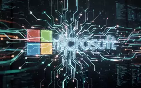 Glühendes, abstraktes neuronales Netzwerk überlagert subtiles Microsoft-Logo, symbolisiert KI-gestützte Sicherheit und digitale Schwachstellenentdeckung. - Foto: über boerse-global.de