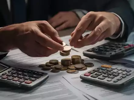 Hände zählen Münzen auf einem Tisch mit einem Taschenrechner und Dokumenten im Hintergrund, was Finanzberechnungen und politische Änderungen symbolisiert. - Foto: über boerse-global.de