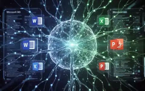 Leuchtendes, komplexes neuronales Netz mit dezenten Microsoft-365-Icons, das KI-Integration und fortschrittliches Computing darstellt. - Foto: über boerse-global.de