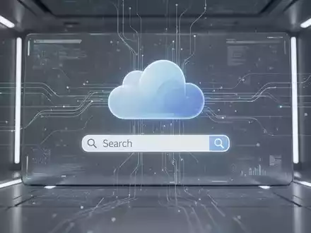 Leuchtendes Cloud-Symbol mit Suchleiste auf dunkelblauer Oberfläche, symbolisiert Cloud-Wiederherstellung und Suchverbesserungen. - Foto: über boerse-global.de
