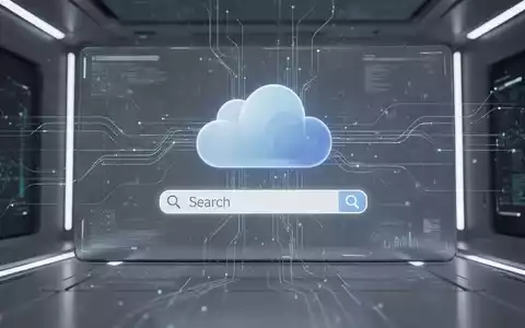 Leuchtendes Cloud-Symbol mit Suchleiste auf dunkelblauer Oberfläche, symbolisiert Cloud-Wiederherstellung und Suchverbesserungen. - Foto: über boerse-global.de