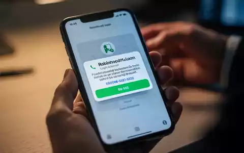 Nahaufnahme eines Smartphones mit einer gefälschten Robinhood-Benachrichtigung über einen Anmeldeversuch und einer Telefonnummer. - Foto: über boerse-global.de