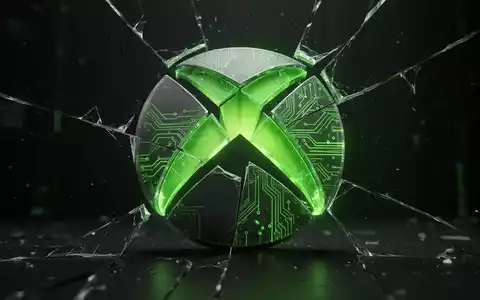Fragmentiertes, grün leuchtendes Xbox-Logo, digital mit Leiterplattenmustern gerendert, symbolisiert Unternehmensumstrukturierung. - Foto: über boerse-global.de