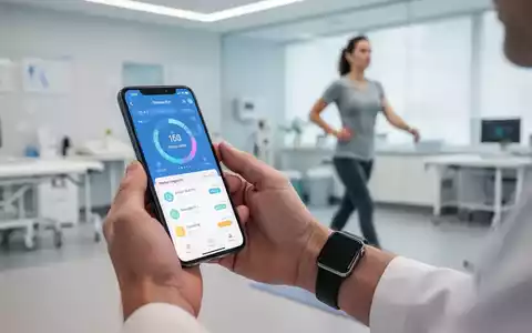 Hände halten ein Smartphone mit einer Gesundheits-App; eine Smartwatch ist am Handgelenk. Im Hintergrund eine Person in Bewegung. - Foto: über boerse-global.de