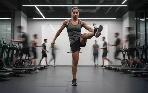 Eine Person führt eine Einbeinstand-Übung in einem modernen Fitnessstudio aus, die Gleichgewicht und Kraft demonstriert. - Foto: über boerse-global.de