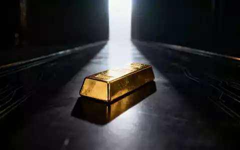 Ein glänzender Goldbarren auf dunkler Fläche, umgeben von Linien, die einen engen Korridor andeuten, mit hellem Licht am Ende. - Foto: über boerse-global.de