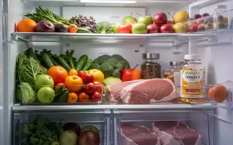 Ein offener Kühlschrank mit einer Vielzahl frischer, gesunder Lebensmittel und Omega-3-Nahrungsergänzungsmitteln. - Foto: über boerse-global.de