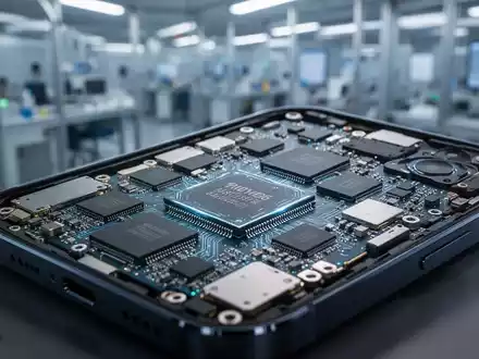 Nahaufnahme von Smartphone-Innenkomponenten, einschließlich Speicherchips, die Herstellungskosten und fortschrittliche Technologie veranschaulichen. - Foto: über boerse-global.de