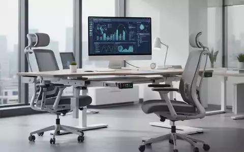 Eine moderne, ergonomische Büroarbeitsplatz mit höhenverstellbarem Schreibtisch, ergonomischem Stuhl und Computerbildschirm. - Foto: über boerse-global.de