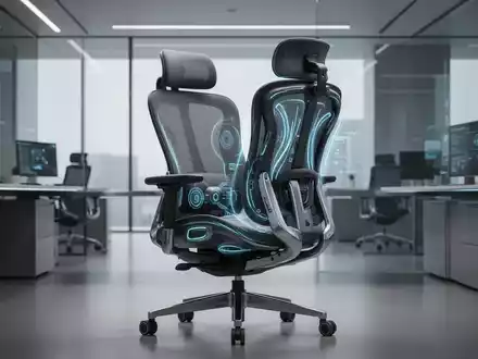Ein moderner, ergonomischer Bürostuhl in einem sauberen, minimalistischen Büro. Er repräsentiert Technologie und Komfort. - Foto: über boerse-global.de