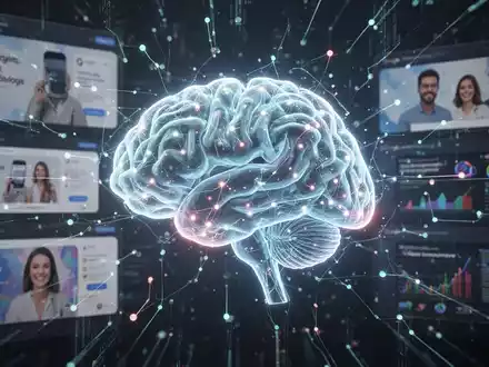 Glühendes, vernetztes neuronales Netzwerk über subtilem Hintergrund digitaler Werbeoberflächen, symbolisiert KI-Integration. - Foto: über boerse-global.de
