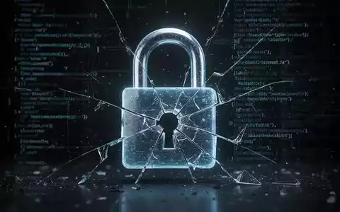 Leuchtendes digitales Vorhängeschloss, teilweise geknackt, mit Codezeilen im Hintergrund, symbolisiert KI-gestützten Cyberangriff und Datenleck. - Foto: über boerse-global.de