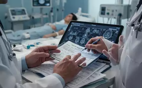 Nahaufnahme der Hände eines Arztes, der medizinische Diagramme oder ein Tablet mit Diagnosedaten überprüft. - Foto: über boerse-global.de