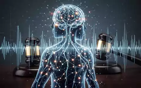 Menschliche Silhouette mit neuronalen Netzstrukturen interagiert mit Schallwelle, symbolisiert KI-Einfluss auf Synchronsprechen und Rechtsrahmen. - Foto: über boerse-global.de