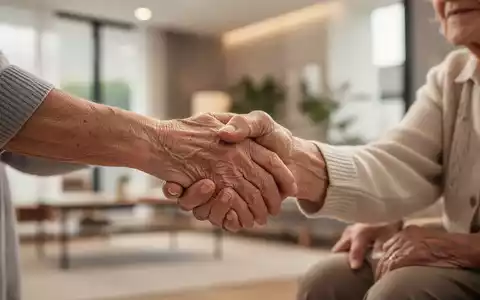 Eine Hand hält sanft die Hand einer älteren Person, Symbol für ambulante Pflege und Nachbarschaftshilfe zu Hause. - Foto: über boerse-global.de
