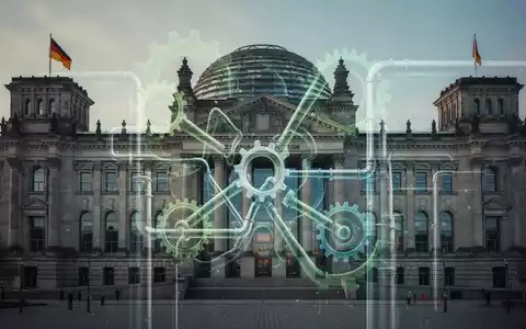 Bundestagsgebäude, überlagert von Zahnrädern und Rohren, die Energiepolitik und Gesetzesänderungen darstellen. - Foto: über boerse-global.de