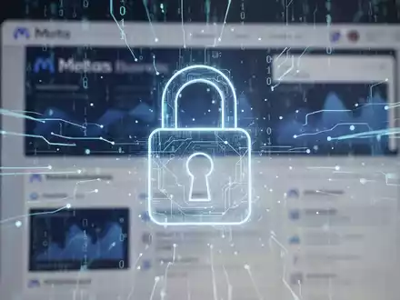 Digitales Schloss-Symbol über unscharfer Meta-Oberfläche, symbolisiert Cybersicherheit und Datenschutz. - Foto: über boerse-global.de