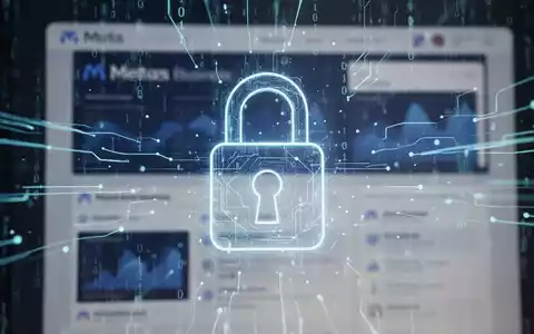Digitales Schloss-Symbol über unscharfer Meta-Oberfläche, symbolisiert Cybersicherheit und Datenschutz. - Foto: über boerse-global.de