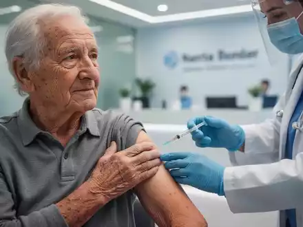 Ältere Person erhält eine Impfung von einer medizinischen Fachkraft in einer modernen Klinik. - Foto: über boerse-global.de