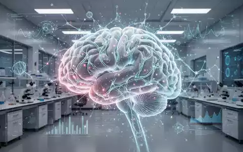Ein futuristisches, leuchtendes Gehirn-Hologramm mit abstrakten Datenvisualisierungen und neuronalen Netzwerk-Mustern in einem Forschungslabor. - Foto: über boerse-global.de