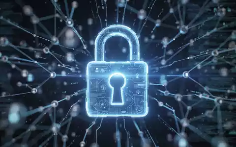 Leuchtendes digitales Vorhängeschloss-Symbol vor abstrakten Netzwerkverbindungen, symbolisiert verbesserte Cybersicherheit und passwortlose Authentifizierung. - Foto: über boerse-global.de