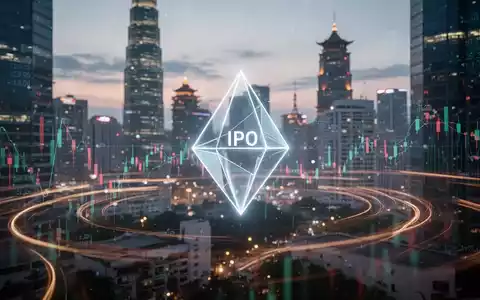 Abstrakte Darstellung eines Börsengangs (IPO) mit digitalen Elementen und verschwommenen Lichtern einer asiatischen Stadt bei Dämmerung. - Foto: über boerse-global.de