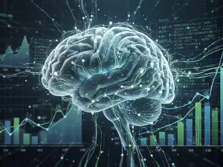 Ein stilisiertes, leuchtendes neuronales Netz, überlagert mit abstrakten Finanzdiagrammen und Kostengrafiken, die KI-Kostenmanagement darstellen. - Foto: über boerse-global.de