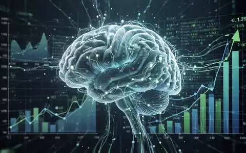 Ein stilisiertes, leuchtendes neuronales Netz, überlagert mit abstrakten Finanzdiagrammen und Kostengrafiken, die KI-Kostenmanagement darstellen. - Foto: über boerse-global.de