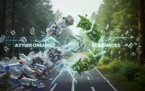 Abfallströme, die in wertvolle Ressourcen umgewandelt werden, mit recycelten Materialien und nachhaltig bewirtschafteten Wäldern im Hintergrund. - Foto: über boerse-global.de