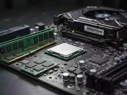 Nahaufnahme von PC-Hardware-Komponenten wie RAM, CPU, GPU und Mainboard, die Wiederverwendung und Aufrüstbarkeit symbolisieren. - Foto: über boerse-global.de