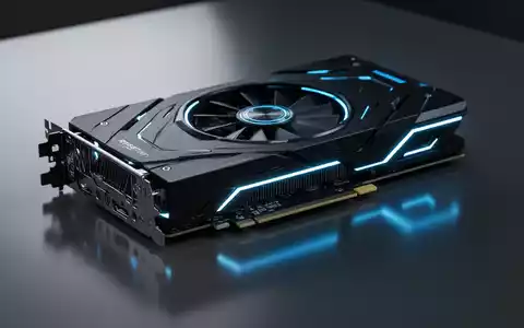 Nahaufnahme einer futuristischen schwarzen Grafikkarte mit leuchtend blauen Innenkomponenten auf dunkler, reflektierender Oberfläche. - Foto: über boerse-global.de