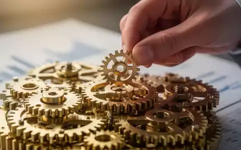 Eine Hand platziert ein kleines goldenes Zahnrad in einem Mechanismus größerer Zahnräder, symbolisierend Finanzplanung und Vermögensübertragung. - Foto: über boerse-global.de