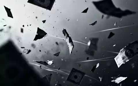 Abstrakte Darstellung des digitalen Finanzsektors mit fragmentierten, zerfallenden digitalen Elementen und einer trostlosen, düsteren Atmosphäre, die einen erheblichen Marktrückgang und finanzielle Verluste symbolisiert. - Foto: über boerse-global.de