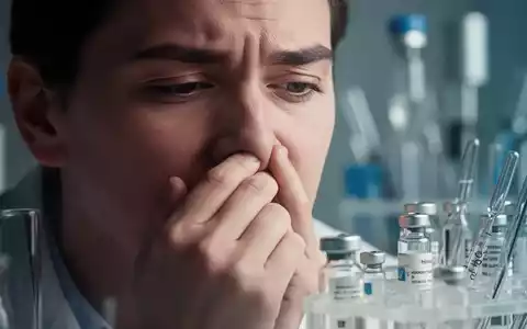 Eine Person hält sich subtil die Nase, im unscharfen Hintergrund sind pharmazeutische Fläschchen zu sehen. - Foto: über boerse-global.de