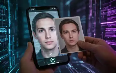 Smartphone-Bildschirm mit unscharfem Gesicht, davor ein klares Foto, symbolisiert Sicherheitslücke. - Foto: über boerse-global.de