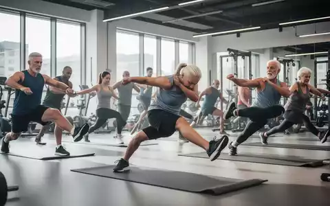 Eine Gruppe von Menschen unterschiedlichen Alters, die in einem modernen Fitnessstudio Bauch- und Beinübungen durchführen. - Foto: über boerse-global.de