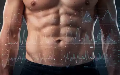 Nahaufnahme eines menschlichen Torsos mit dem Bauchbereich und subtilen digitalen Datenvisualisierungen, die Stoffwechselgesundheit darstellen. - Foto: über boerse-global.de