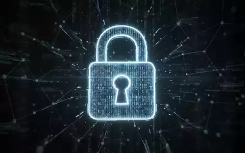 Glühendes digitales Schloss-Symbol mit Binärcode, Cybersicherheit und Datenschutz darstellend. Dunkler Hintergrund mit abstrakten Netzlinien. - Foto: über boerse-global.de