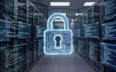 Digitales Schloss-Symbol über verschwommenen Code-Bildschirmen, symbolisiert Datensicherheit in der Softwareentwicklung. - Foto: über boerse-global.de