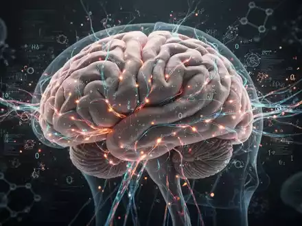 Nahaufnahme eines Gehirns mit leuchtenden neuronalen Pfaden, die sensorische Verarbeitung und komplexe Gedanken symbolisieren. - Foto: über boerse-global.de