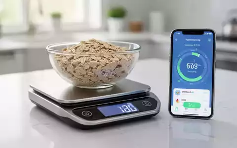 Eine Küchenwaage mit Haferflocken und ein Smartphone mit einer Fasten-App in einer modernen Küche, das Gesundheit und Technologie verbindet. - Foto: über boerse-global.de