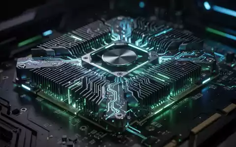 Nahaufnahme einer Hochleistungs-Grafikprozessoreinheit (GPU) mit leuchtenden Komponenten und fortschrittlicher Schaltkreis-Technologie. - Foto: über boerse-global.de