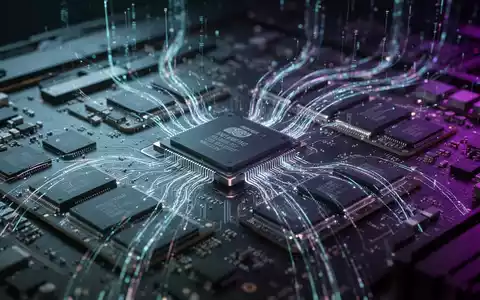 Nahaufnahme von GPU-Komponenten und Speicherchips mit leuchtenden Datenströmen, die die Komplexität von KI-Hardware und Lieferkettenengpässen veranschaulichen. - Foto: über boerse-global.de