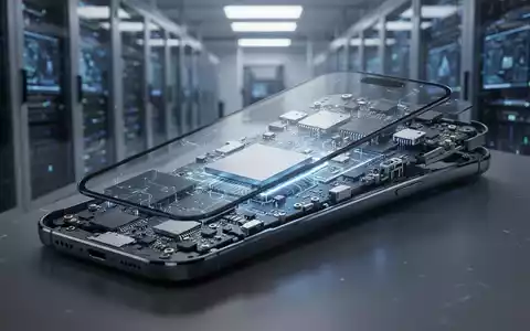 Nahaufnahme eines modernen elektronischen Geräts, das seine komplexen internen Komponenten mit blauem Licht beleuchtet. - Foto: über boerse-global.de